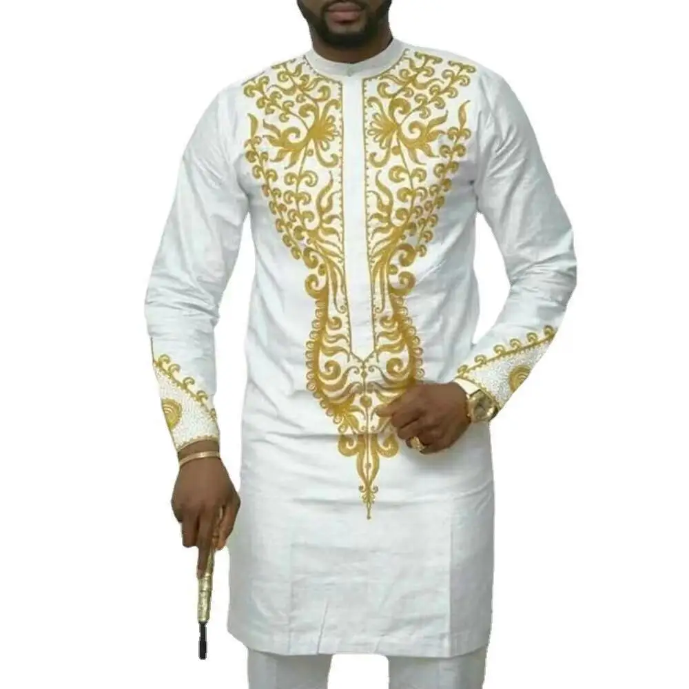 Fashion 2021 Mens Africa Clothing Casual Shirts Fitness African Dresss Clothes Dashiki Robe Africaine (without Pant Only ) - Africa Clothing