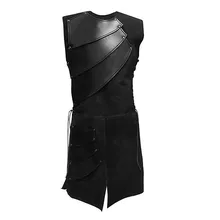 Стиль, без рукавов, с боковой край повязки ткань круглый вырез горловины совместных Для мужчин средневековый Костюмы одежда для сцены Zt-t0101