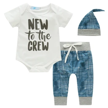 

3pcs/set Jumpsuit Fabala Outfit Cartoon Short Sleeve Boy Baby Infant Bodysuit +Long Pants +Hat