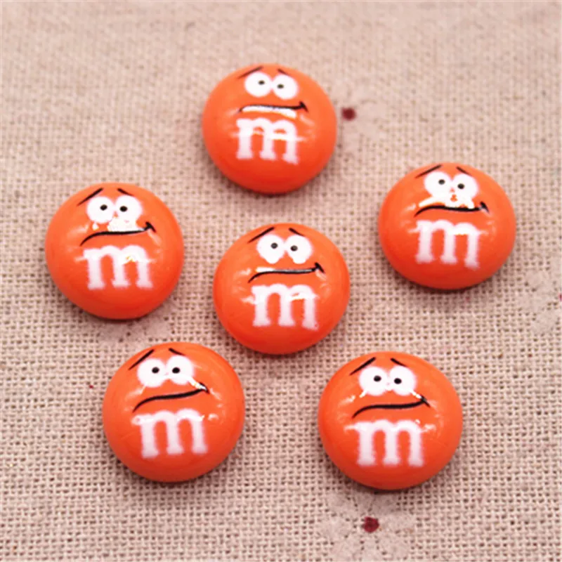 orange 20pcs 20 шт 16 мм смешанные цвета смайлик печатные смолы Шоколадные Бобы м круглые плоские с оборота Кабошон DIY заколки для волос ремесло скрапбук - Цвет: orange 20pcs