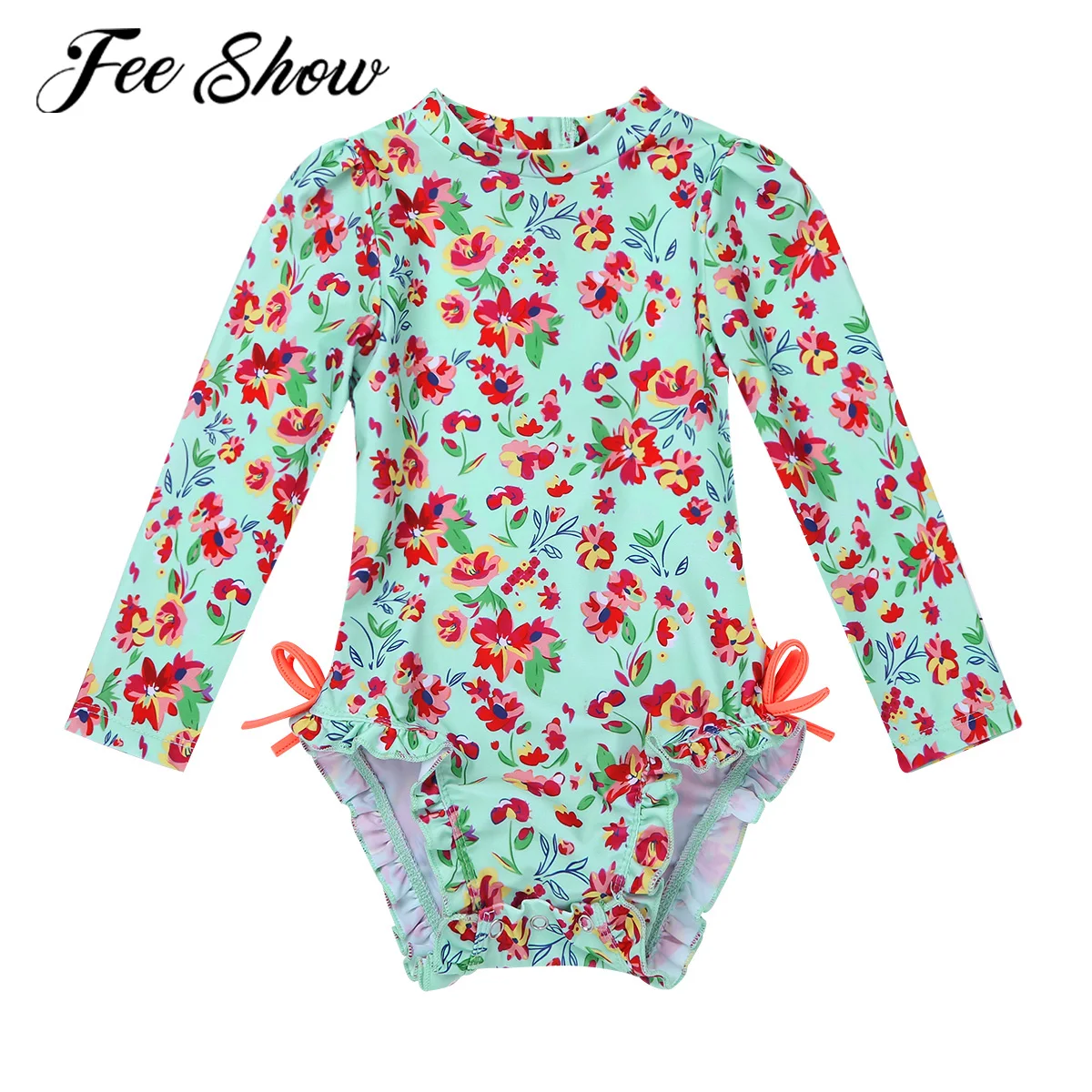Infant Baby Girls Swimsuit Onepiece Floral Printed Swimwear Back