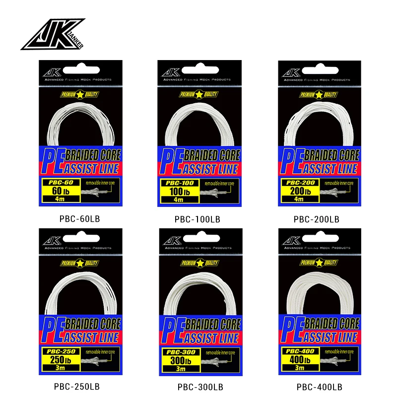 JK Braided Core PE Assist Line 100 200 250 300 400 LB Japanese Imports PE Line For Assist Hook Sea Braided Fishing Line Leader