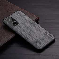 Luxurious Bamboo Wood Pattern Leather Phone Case - Galaxy A53 (Dark Gray)