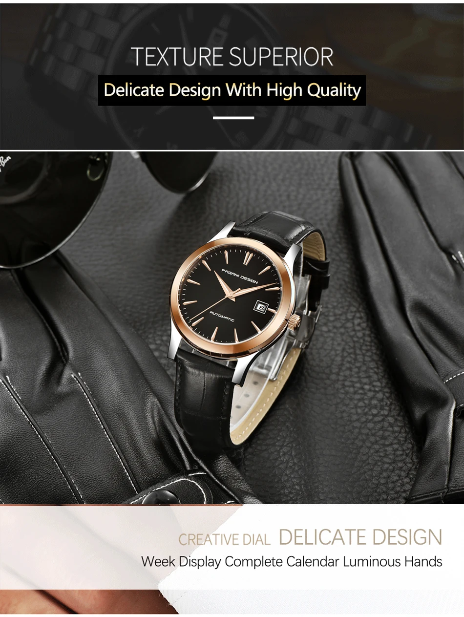 PAGANI Дизайн новые механические часы классические для мужчин бизнес водонепроницаемые часы люксовый бренд автоматические часы из натуральной кожи