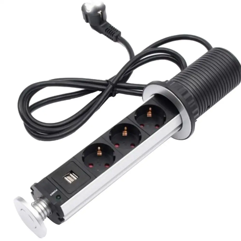 

Black Lh-9203 10A Current Aluminum Alloy Housing Copper Conductor Office Hide Desktop Socket Durable