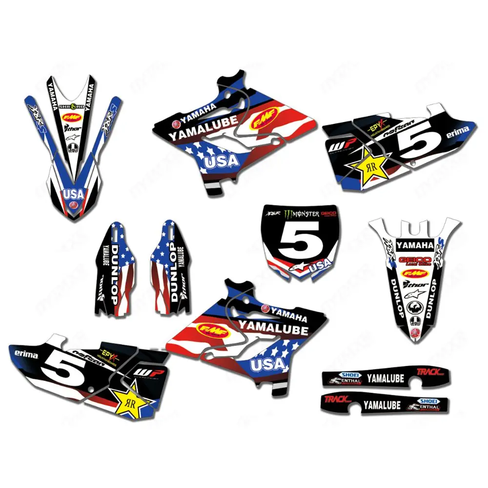 

for YAMAHA YZ125 YZ250 2015-2018 New Full Graphics Decals Stickers Custom Number Name Glossy Bright Stickers Waterproof