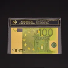 Billete europeo de 100 euros, chapado en color dorado, copia de billete de dinero, colección de dinero