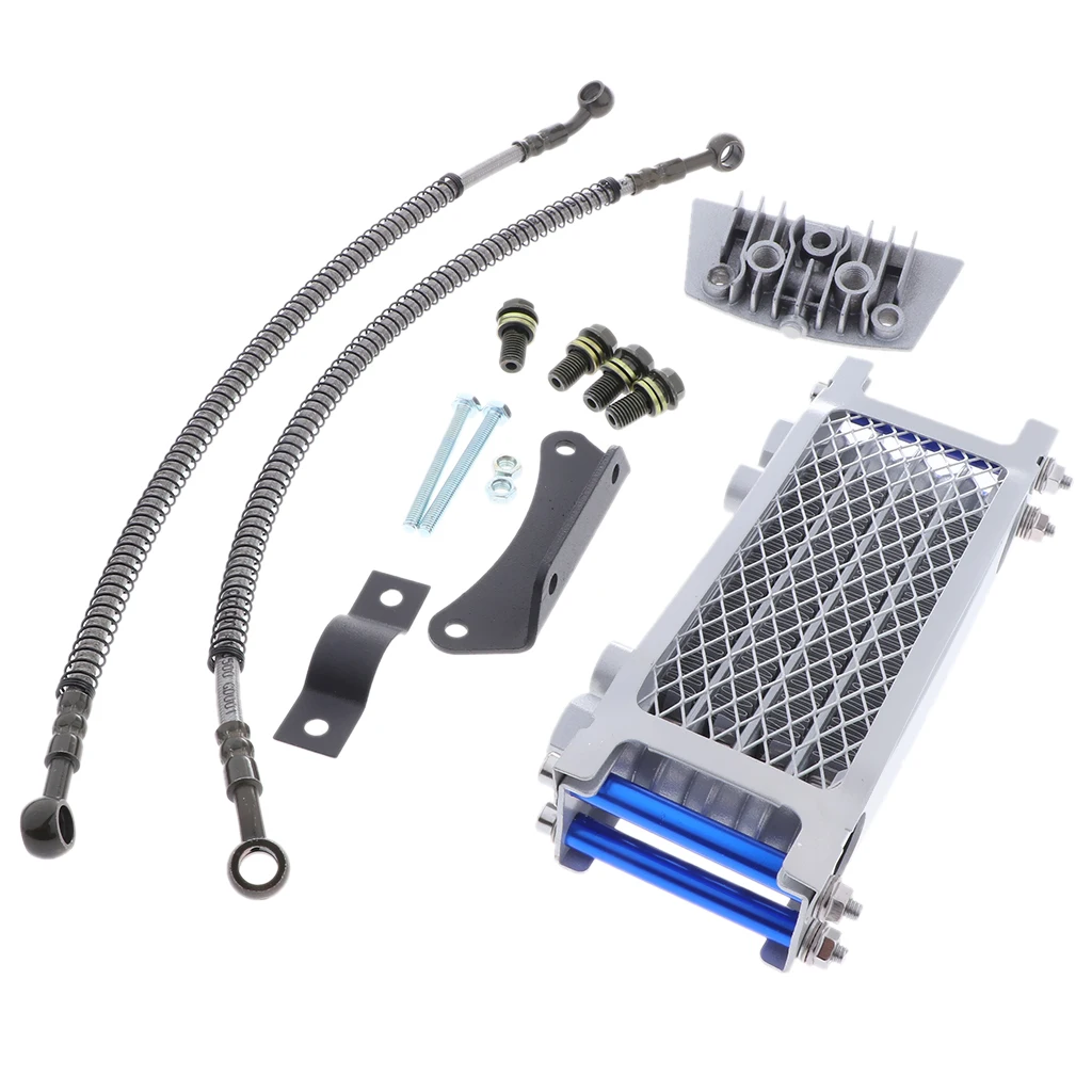 

Sliver Engine Oil Cooler Kit Cooler Cooling Radiator for 125 140cc Motorcycle Pit Bike