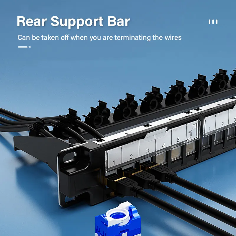 Zoerax-rackmount ou Wall Mount Painel de Remendo Rj45 Blindado Jack Shutter para Keystone Jacks Acoplador Keystone 24 Port - Imagem 5