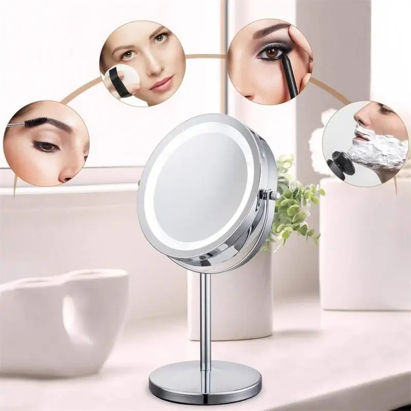 7inch LED Maquillage Miroir avec Lumière 360 degrés Rotatif Double Face  Miroir Éclairé Portable Loupe Vanity Miroir