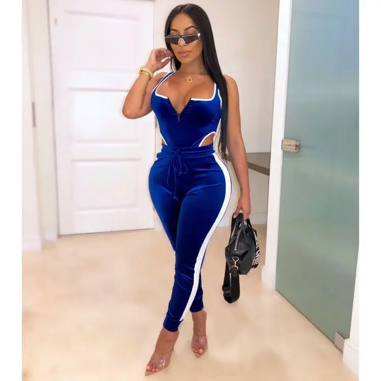 

2019 Autumn winter women set velvet bodysuit pencil pants suit two pieces set Sexy street casual fashion tracksuit outfit