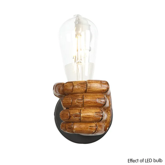 Фото креативная настенная полимерная лампа в виде кулака винтажный цена