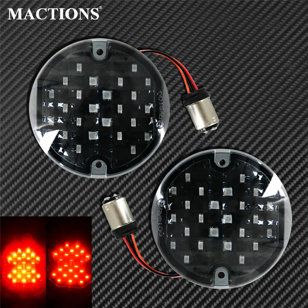 Motorcycle 1157 LED E Mark Turn Signal Indicator Light Amber 3-1/4 Flat Flasher Lamp For Harley Touring Softail Road King Trike |