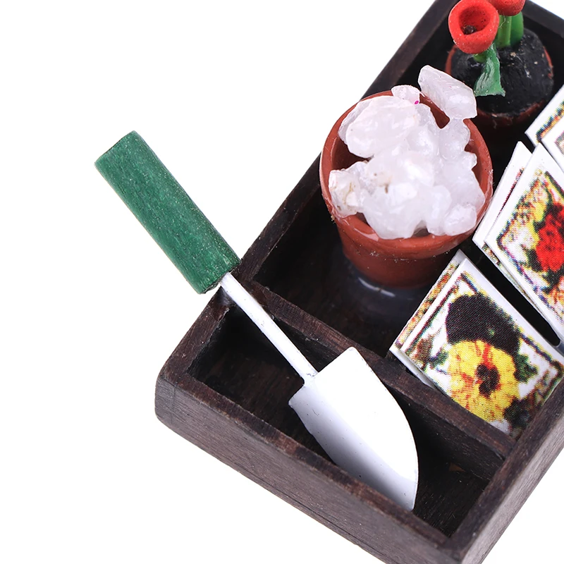 1 Набор 1/12 миниатюрный аксессуар для кукольного домика, коробка для садоводства, инструменты для сельского хозяйства, модели садовых инструментов, детские игрушки для ролевых игр