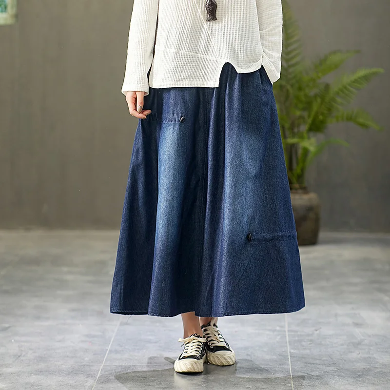 Free Shipping 2021 New Long Maxi A line Skirts Women Elastic Waist