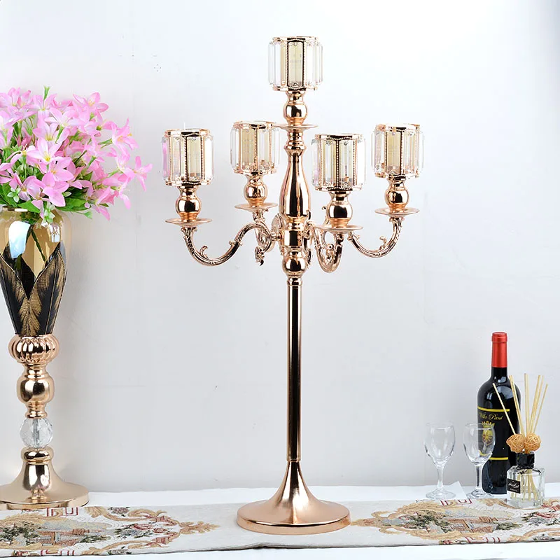 Description Picture 4 of itemCrystal Candelabras Wedding Table Centerpiece Luxury Candelabrum Metal Candle Holders For Home Decoration 10 PCS /Lot