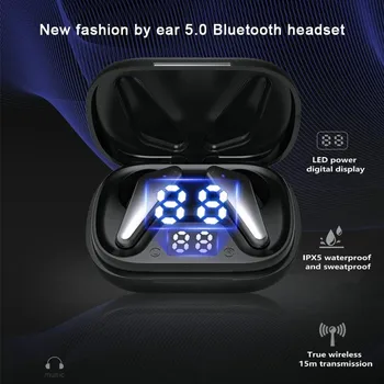 

S15 Wireless Bluetooth v5.0 Earphone LED Dispaly Headset 9D HIFI Touch Control Earpiece Waterproof Earbuds Noise for Smartphone