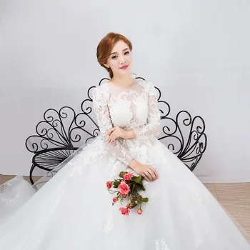 

Vestidos De Noiva Long Sleeves Princess Wedding Dresses Puffy Vintage Ball Gown Dresses Bridal Gowns robe de mariage