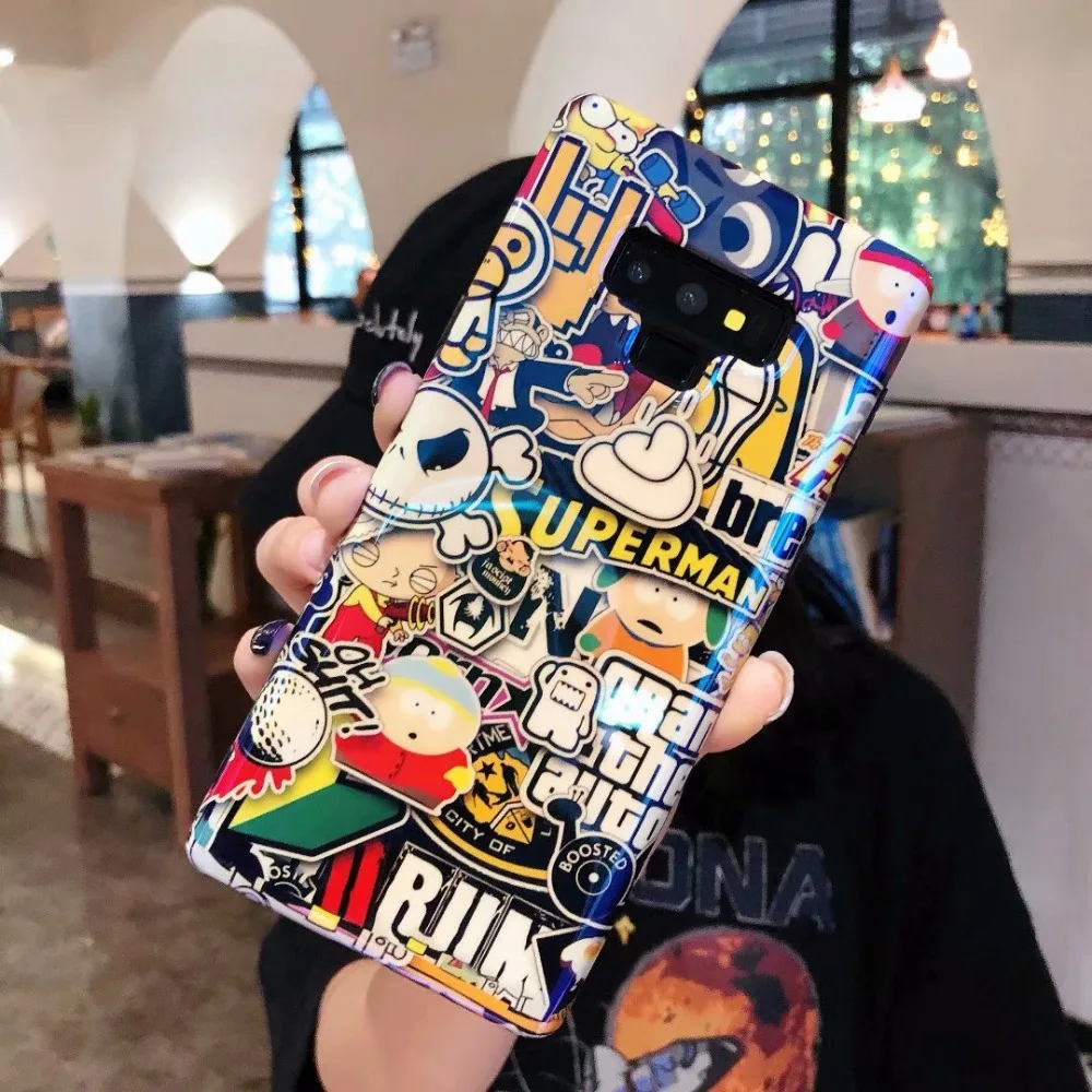 Мультяшный чехол Note 9 для Samsung Galaxy 10 Plus 8 мягкий с синим светом из ТПУ IMD задняя