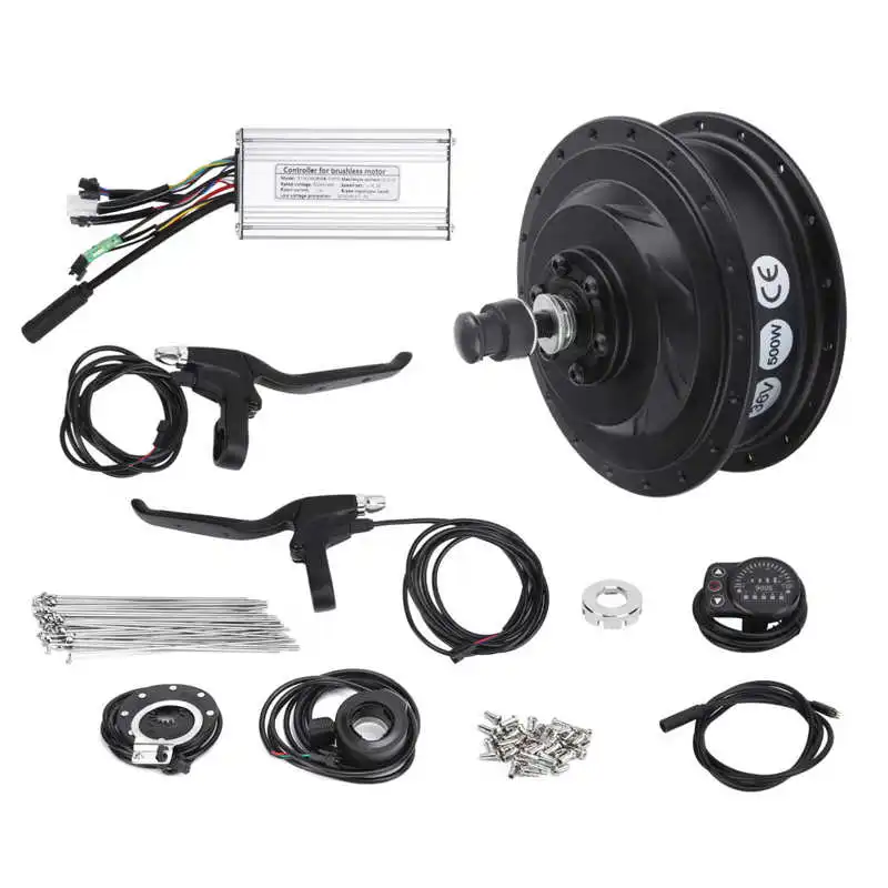 36V 500W Electric Bike Front Wheel Hub Motor Set with KT-900S Display Meter for 12G Wheel Electric Bicycle DIY Conversion Kit