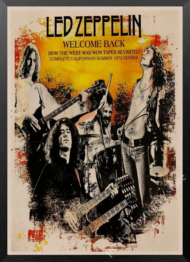 Led Zeppelin Rock Music Poster,Jimmy Page, Robert Plant poster Vintage Home Decor Wall Stickers nine percent/6 - Цвет: 7