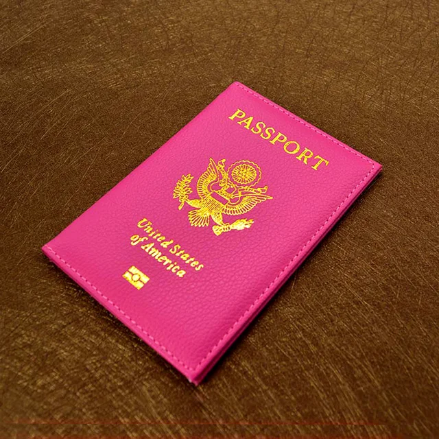 Personalised leather USA Passport Cover Customized Travel Passport holder American Wallet Covers for Passports us passport Hot Pink