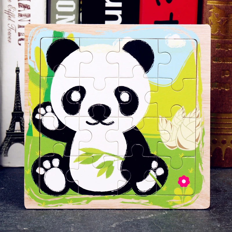 

Montessori Wooden 2D Puzzle Jigsaw for Children Baby Cartoon School Bus Rocket Puzzles Educational Toy for Girl Boy Gift 15*15CM