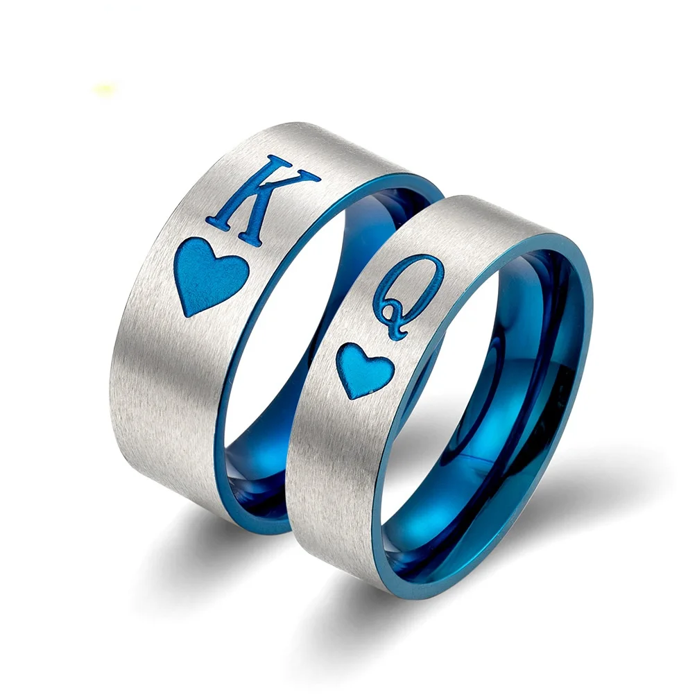 

Fashion KING QUEEN Couple Rings High Quality Men and Women Stainless Steel Couple Rings Valentine's Day Jewelry Wholesale