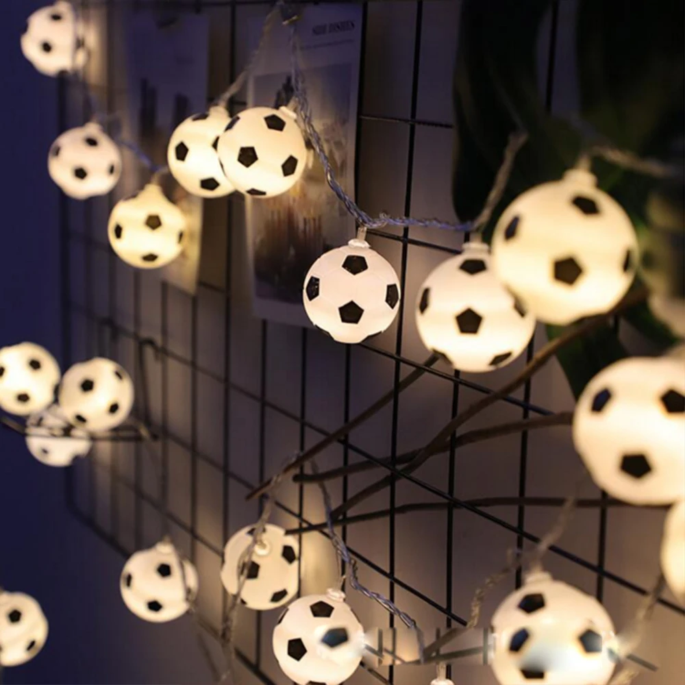 thumbnail image 1 of Soccer Balls String Lights USB/Battery Powered Football Garland Lights Bedroom Home Wedding Party Christmas Decorative Lights, 1 of 5