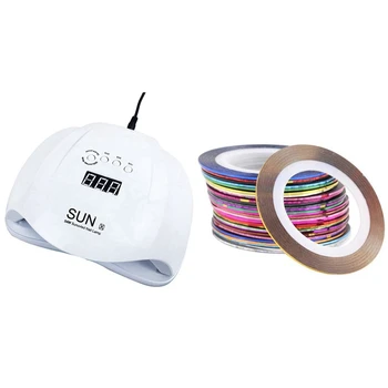 

1 Pcs Sun X 54 W Nail Gel Dryer Machine Uv Led Lamp for Nail Dryer Eu Plug & 1 Set Mixed Colors Radium Nail Line Sticker