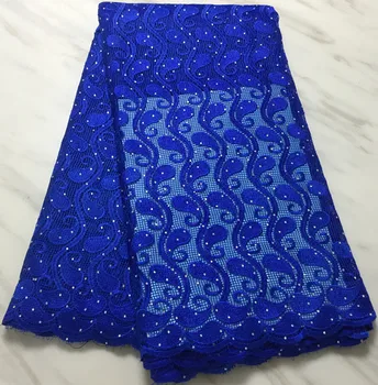 

Royal blue african cord lace fabric with stone water soluble guipure lace fabric 5yards nigerian lace fabric for wedding PL31294