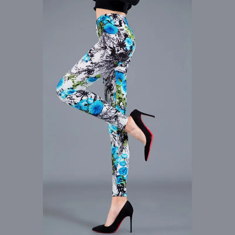 Women Floral Printed Exercise Colorful Peony flower Female Elastic Leggins High Waist Pants Push Up Trousers Fitness Leggings nvgtn leggings