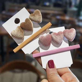 

1 Set Vintage Velvet Lovely Hairpin Set Korea Heart Shape Hair Clip Barrettes Fashion Hairpin Women Korea Lovely Hair Clips