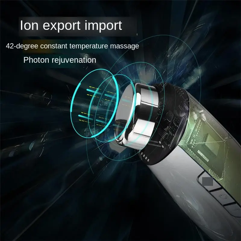  Red Blue LED Light Skin Rejuvenation Oil Control beauty salon Ultrasound Ion Vibration Device facia - 4000437777152