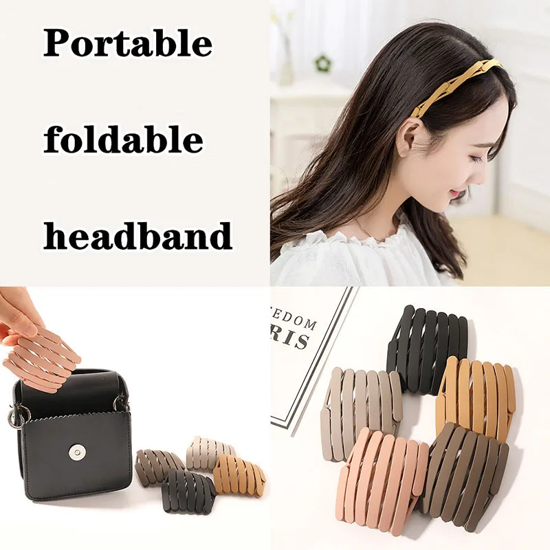 

2021 New Portable Foldable Hair Bands Headband Fashion Woman Hair Band Hairpin Hair Hoop Hair Accessories For Hair