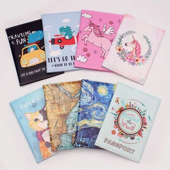 Модный милый кот и утка животные мультфильм Обложка для паспорта для мужчин и женщин pu кожаный дорожный Чехол Держатель для паспорта ID Держ...