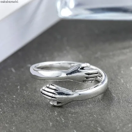 1/2 pcs New Creative Love Hug Couple Open Ring Fashion Ladies Men Punk Open Ring Jewelry Anniversary Special Gifts for Lovers - Image 5