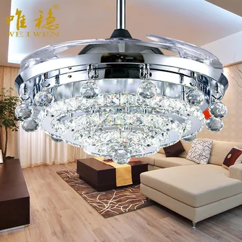 

Luxury Crystal LED Ceiling Fans Crystal Light Dining Room Living Room Fan Droplights Modern Clear Glass Art Deco Iron AC 10 232