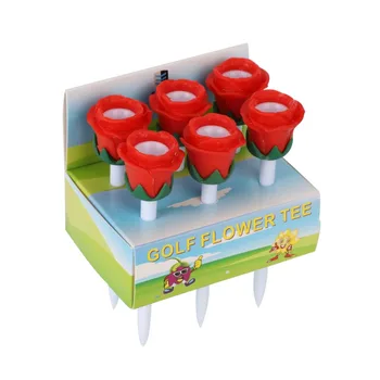 

6pcs Golf Tees Rose Flower Design Lovely Cushion Top Portable Lightweight Long Plasitc Golf Tees Golf Accessories Tools