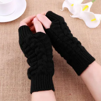 

Hot Sale Girls Outdoor Warmth Knitted Arm Fingerless Gloves Long Stretchy Mittens Hand Arm Warm Female All Compatible