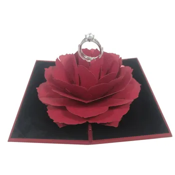 

Foldable Rose Ring Box for Women Creative Jewel Storage Paper Case Wedding Valentine Jewelry Storage Gift Box for Rings
