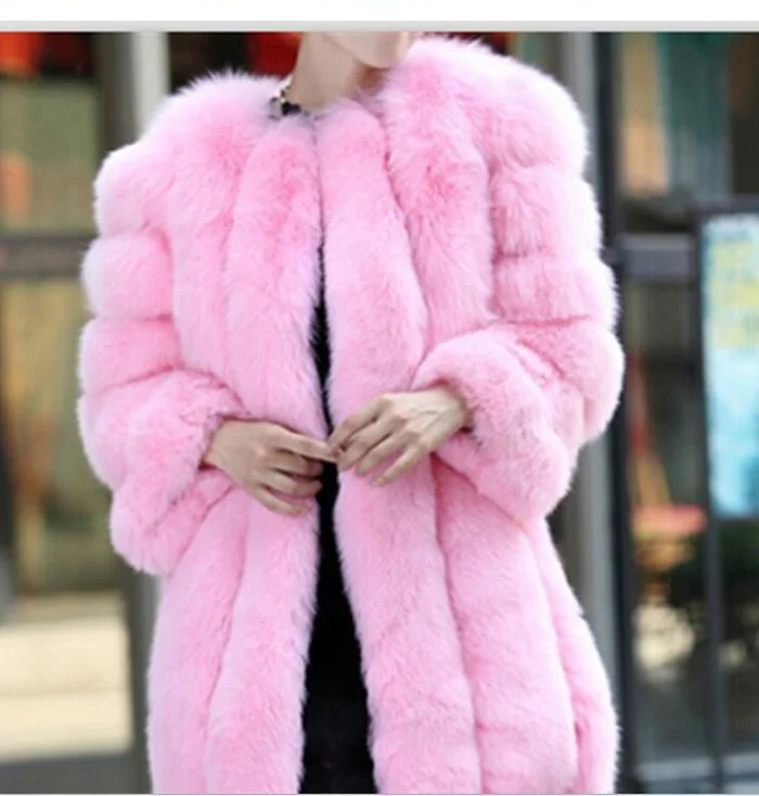 Лисий мех пальто зимнее женское пушистое пальто из искусственного меха квалифицированная Толстая имитация женская теплая верхняя одежда