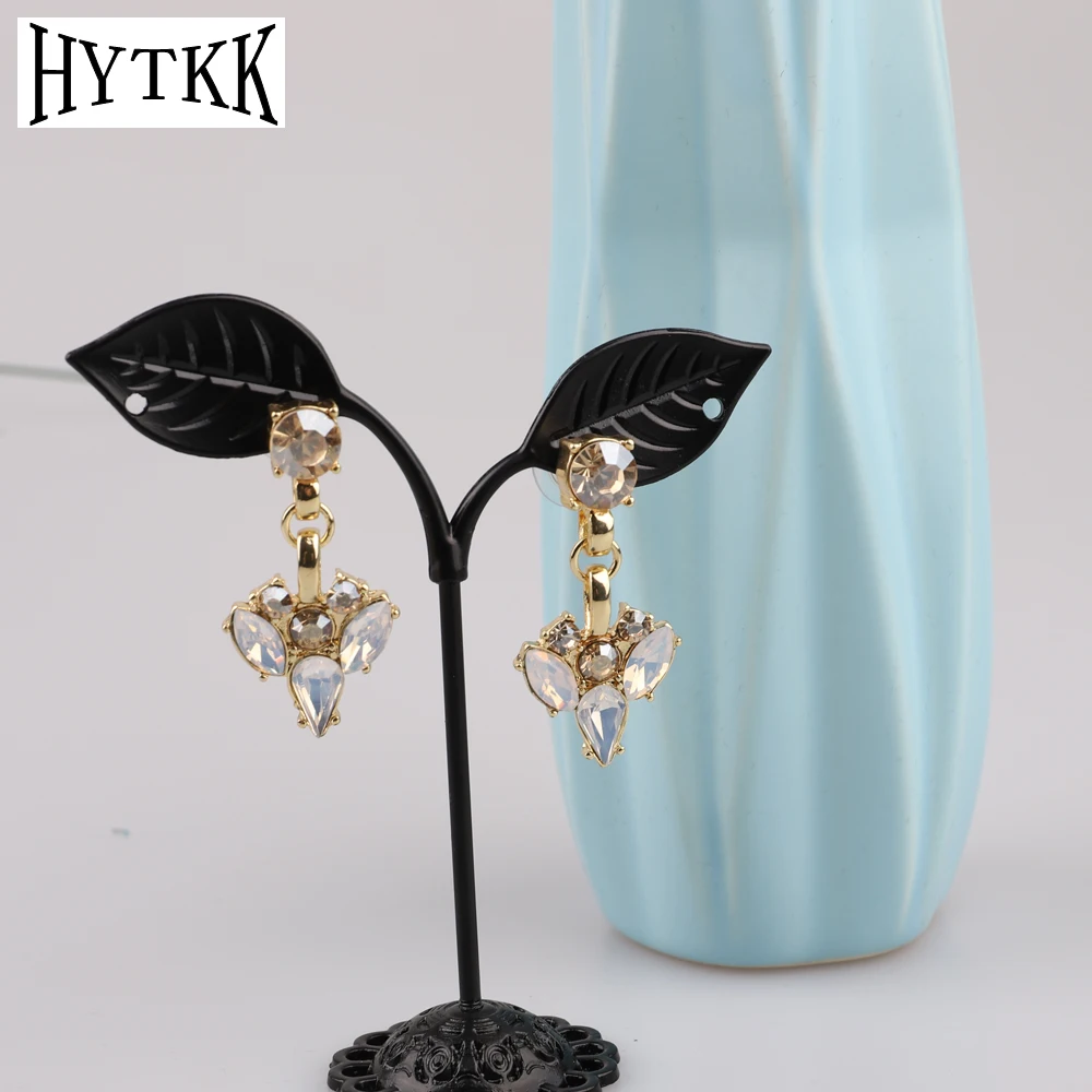 Новинка 2020 модные серьги с подвеской в виде капли воды из страз циркония розовое