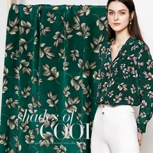 Ткань 12momme зеленые листья с принтом крепдешин шелк тутового шелкопряда материалы рубашка платье DIY Одежда ткани