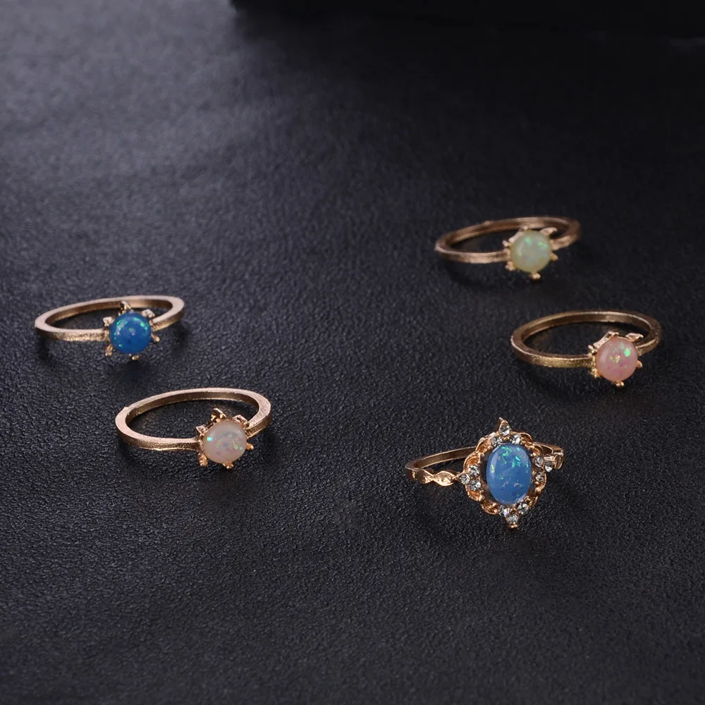 Sindlan 5 шт яркого цвета, хрустальные кольца на палец, набор романтических обручальных свадебных золотых колец для женщин