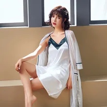 SP& CITY, 2 шт., простой сексуальный камзол, ночная юбка, для женщин, пэтчворк, ледяной шелк, Твинсет, для сна, халат, пижама, прозрачное белье, пальто