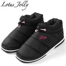 Зимние ботинки; женские плюшевые ботильоны; теплая хлопковая обувь на платформе с мехом без застежки; Женская Удобная обувь; цвет черный, розовый; Botas Mujer