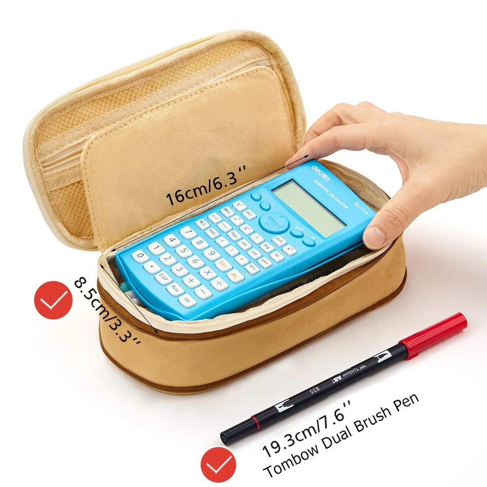 New Large Capacity Pencil Bag Makeup Pouch Durable Students Stationery Bag With Double Zipper Oxford Fabric Pencil Storage Bags