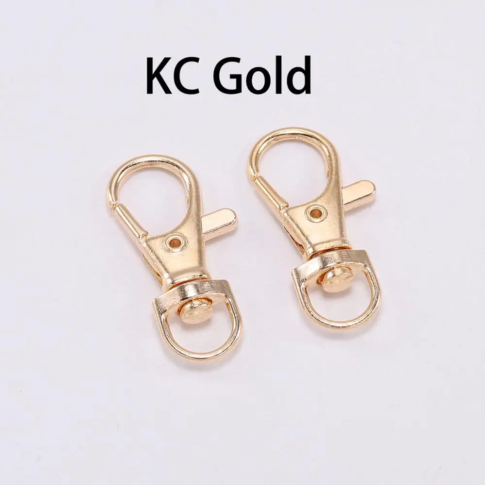 KC Gold 10 шт./лот брелок кольцо поворотный триггер застежка Лобстер DIY ремесло открытый рюкзак сумка Запчасти оснастки крюк поставки для изготовления ювелирных изделий - Цвет: KC Gold