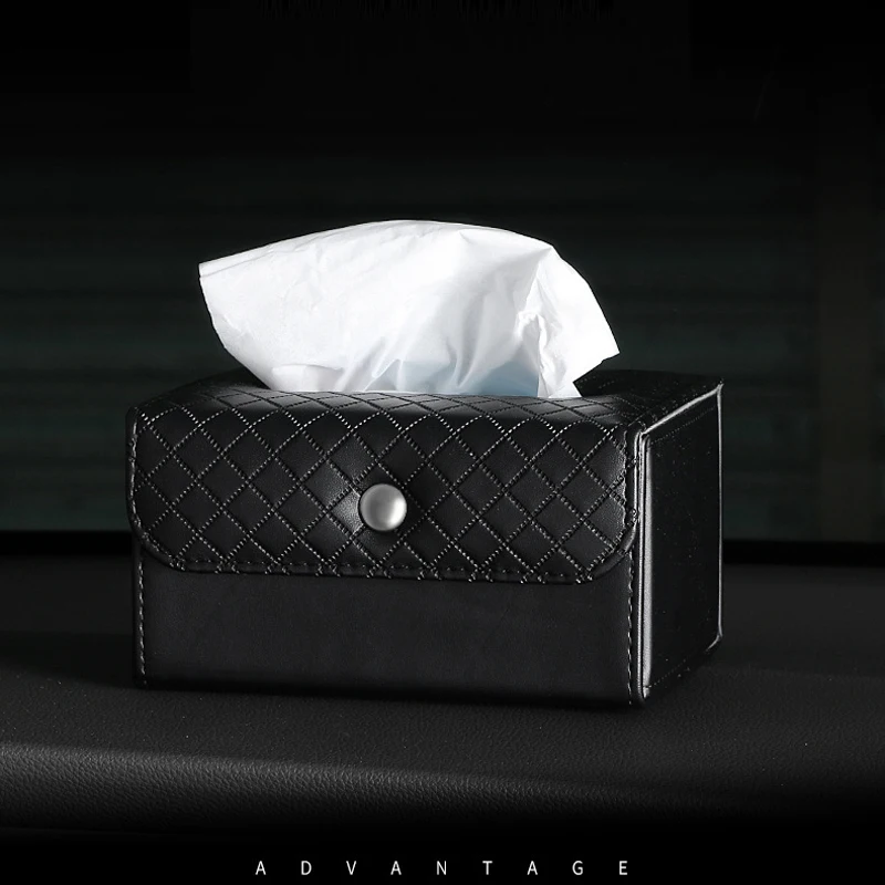 Car Armrest box tissue box Creative holder Leather seat back hanging pater towel case Storage bag for car interior accessores